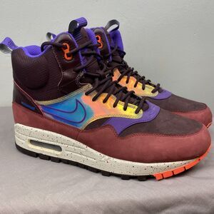Nike Air Max 1 Women 9.5 Sneakerboot Mid Deep Burgundy Iridescent 685269-600